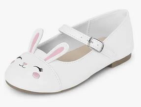 White ballet flat bunny childrens shoes