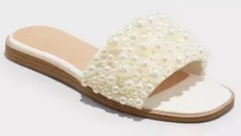 Flat slip on sandal with Pearls 